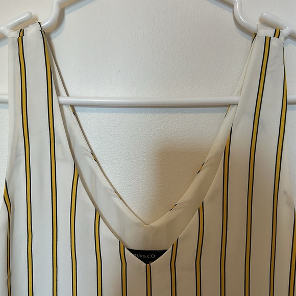 RW&CO Stripped V-Neck Silky Crepe Cami - Picture 3 of 7